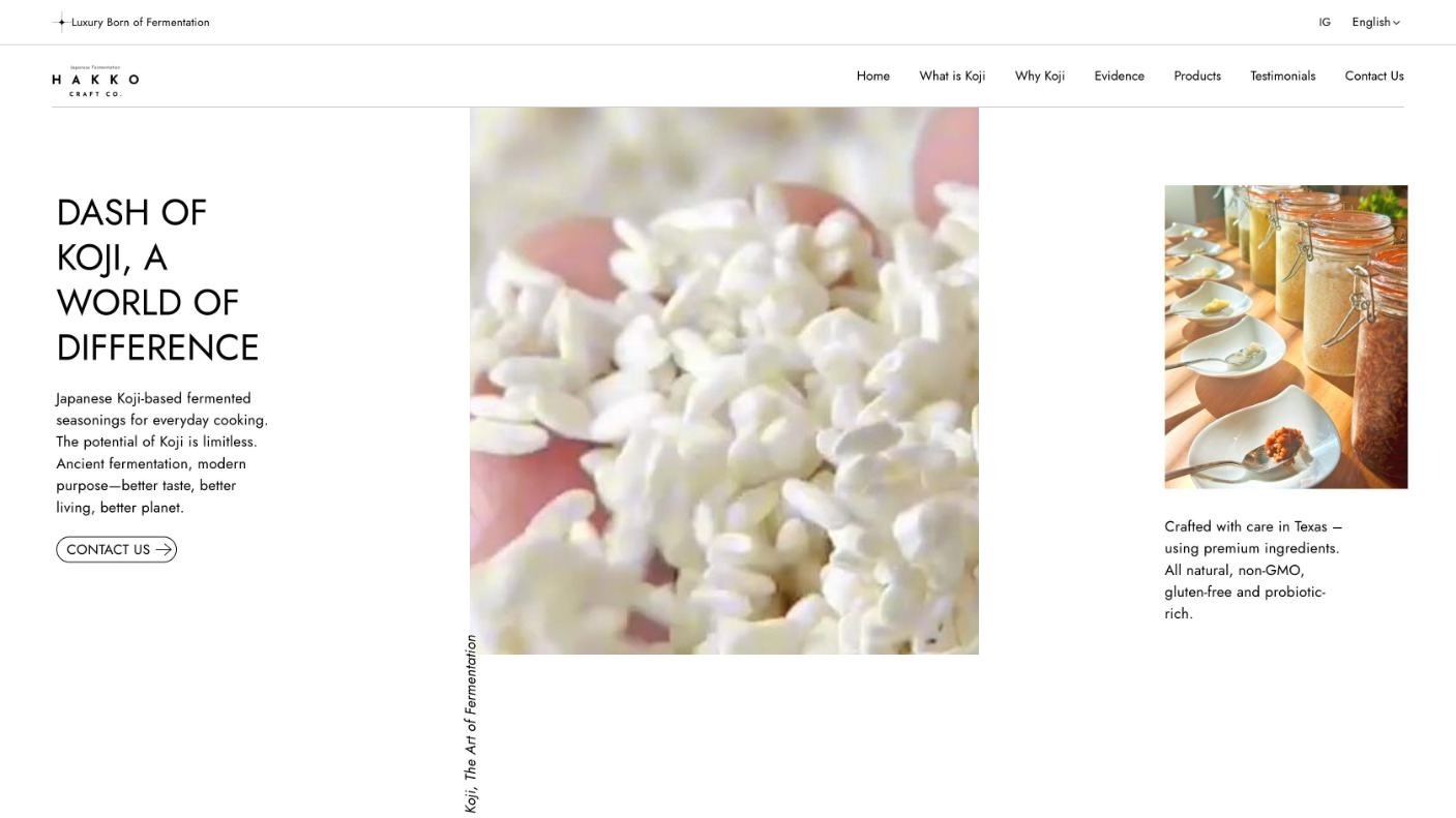 Hakko Craft Co. 公式サイトのトップページ